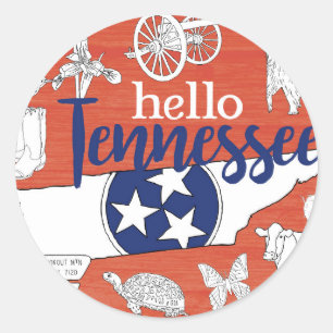 Sticker Rond Tennessee Symboles d'État volontaire Images d'État