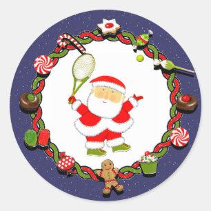 Sticker Rond Tennis Christmas Holiday