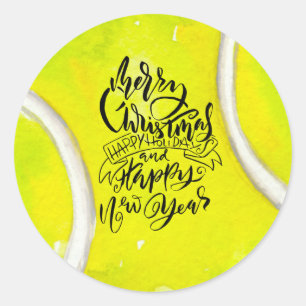 Sticker Rond Tennis Joyeux thème Noël