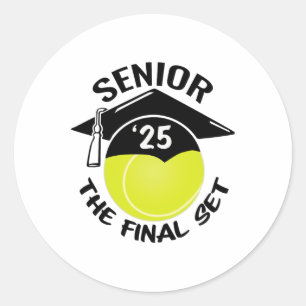 Sticker Rond Tennis Senior 2025 Le dernier set Graduation Cap
