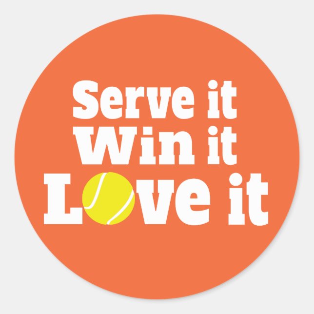 Sticker Rond Tennis sports servent il gagner il l'amour autocol (Devant)