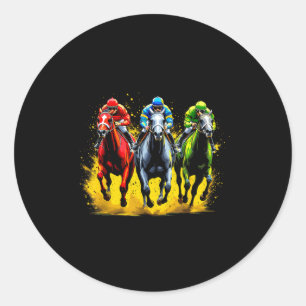 Sticker Rond Tenue de course de chevaux scène de course dynamiq