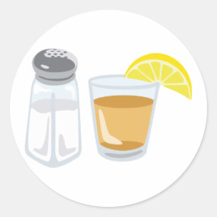 Sticker Rond Tequila Boire Verre Sel Shaker Lemon