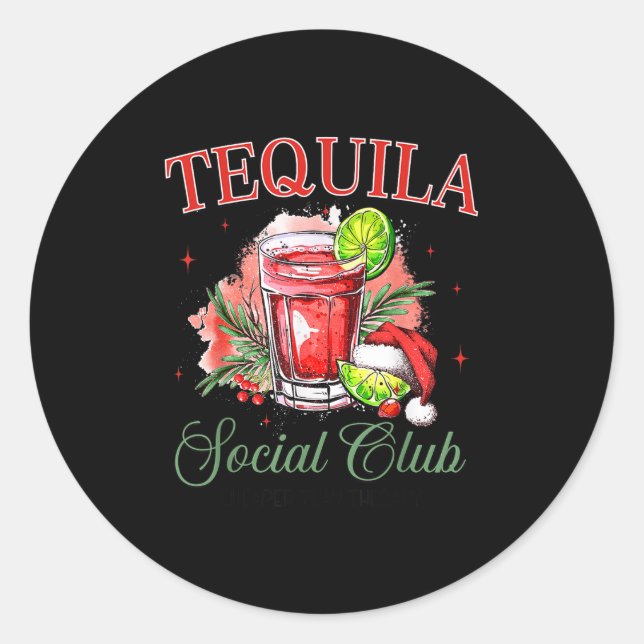 Sticker Rond Tequila Social Club Tequila Tail Club Drinking Chr (Devant)