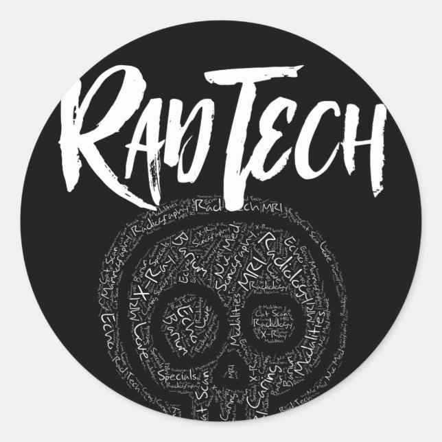 Sticker Rond Termes de technologie de radiologie dans le crâne  (Devant)