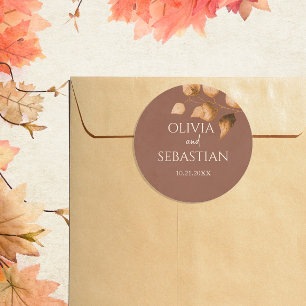 Sticker Rond Terracotta Automne quitte Boho Mariage de automne