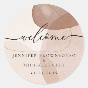 Sticker Rond Terracotta Boho Beach Wedding Accueil Simple