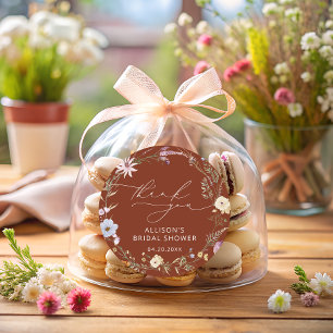 Sticker Rond Terracotta Élégante Fête des mariées Fleur sauvage