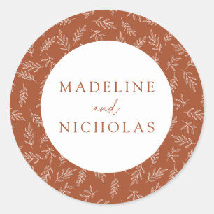 Sticker Rond Terracotta Moderne minimaliste Mariage botanique