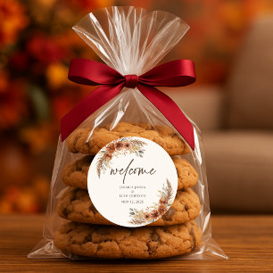 Sticker Rond Terracotta Rustic Fall Floral Mariage Bienvenue