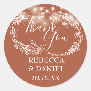 Sticker Rond Terracotta String éclaire le Merci Floral