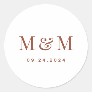 Sticker Rond Terracotta & Typographie de monogramme blanc Maria