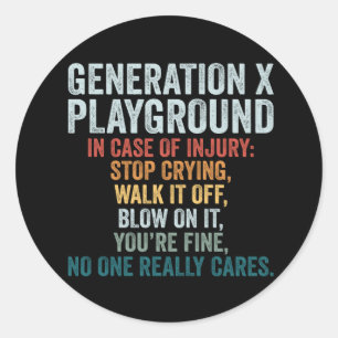 Sticker Rond Terrain de jeu Generation X en cas de blessure Cad