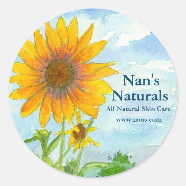 Sticker Rond Terrain de tournesol Toutes aquarelles naturelles  (Devant)