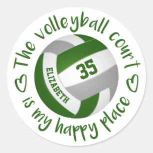 Sticker Rond terrain de volley-ball gris vert ceint mon endroit