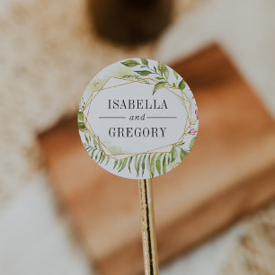Sticker Rond Terrarium   Mariage botanique vert