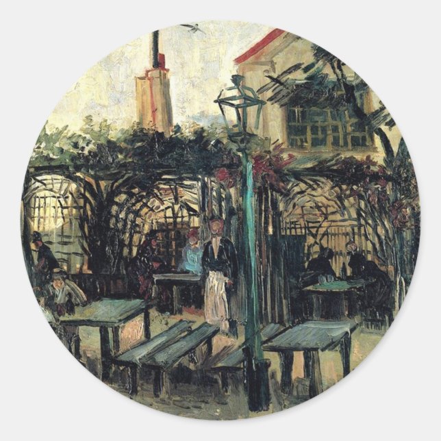 Sticker Rond Terrasse d'un Café sur Montmartre La Guinguette (Devant)