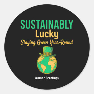Sticker Rond Terre chanceuse de manière durable Éco-responsable