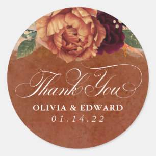 Sticker Rond Terre cuite Fleurs de Pampas Remerciement