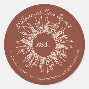 Sticker Rond Terre cuite Ivoire Abstrait Spirituel Soleil Céles