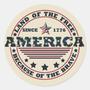 Sticker Rond Terre De La Liberté À Cause De La Brave 4 juillet