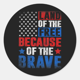 Sticker Rond Terre De La Liberté À Cause Du Brave Drapeau Usa
