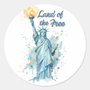 Sticker Rond "Terre de la Liberté - Statue de la Liberté à l'aq