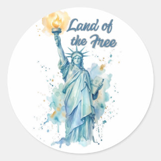 Sticker Rond "Terre de la Liberté - Statue de la Liberté à l'aq