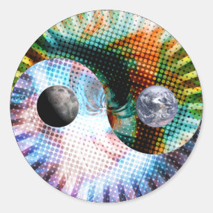 Sticker Rond Terre et espace