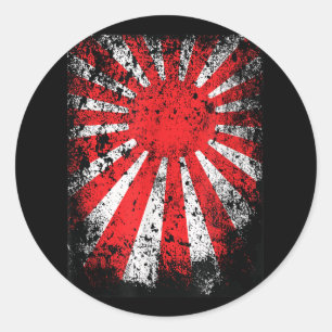 Sticker Rond Terre Japonaise Du Soleil Levant Nippon Samurai Gu