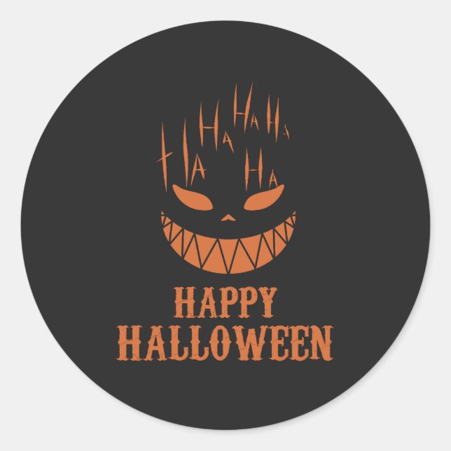 Sticker Rond Terrifiant Halloween Visage Cri Horreur Foncé Parl (Devant)