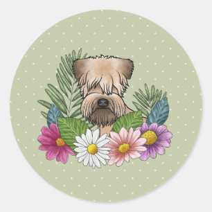 Sticker Rond Tervueren à poil doux couleur fleurs vertes