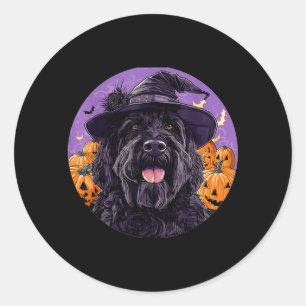 Sticker Rond Tervueren russe noir de chien chapeau sorcière Hal