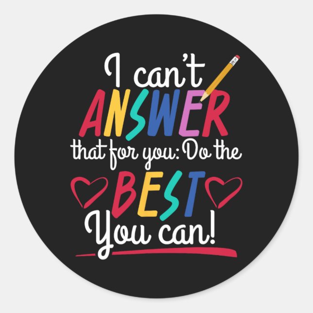 Sticker Rond Test des devis Test Jour d'examen Instructor Tut (Devant)
