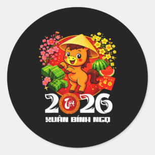 Sticker Rond Tét lunaire vietnamien Cheval