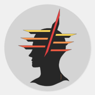 Sticker Rond Tête Abstraite