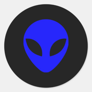 Sticker Rond Tête Alien bleue