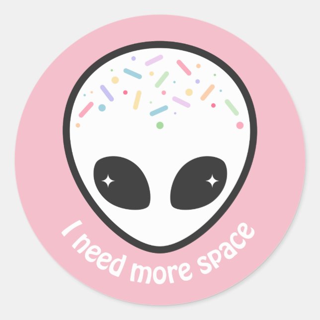 Sticker Rond Tête Alien Cute Pastel (Devant)