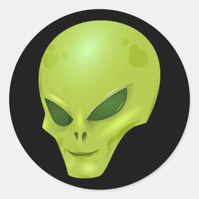 Sticker Rond Tête Alien verte (Devant)