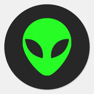 Sticker Rond Tête Alien verte