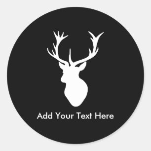 Sticker Rond Tête blanche avec Antlers