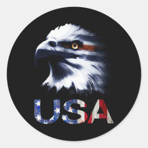 Sticker Rond Tête d'aigle patriotique des États-Unis - 4 juille
