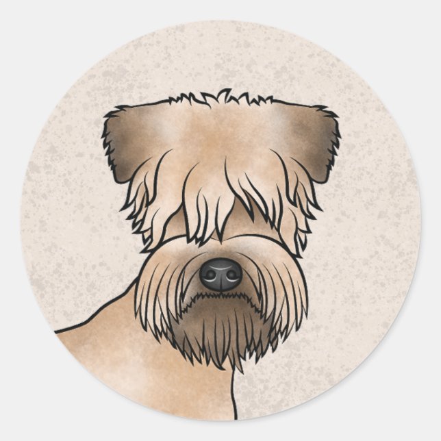 Sticker Rond Tête de chien mignonne de Terrier roux à couche mo (Devant)