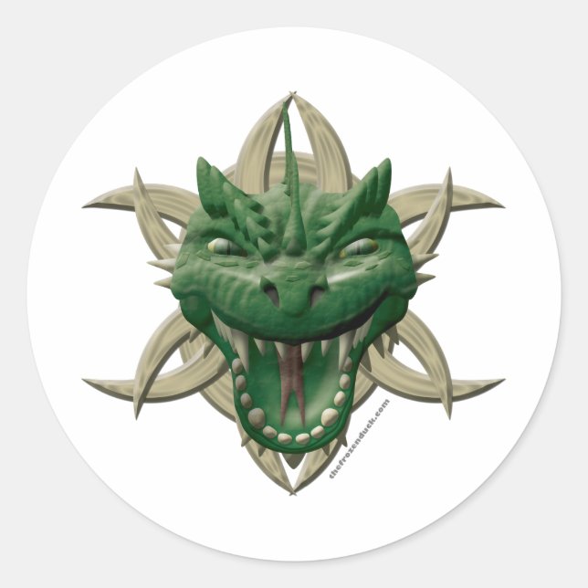 Sticker Rond Tête de dragon - Vert (Devant)