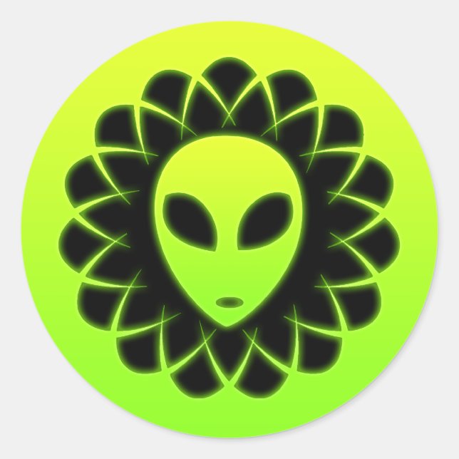 Sticker Rond Tête de l'Alien de l'espace vert (Devant)