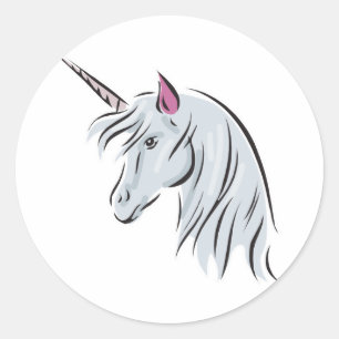 Sticker Rond tête de licorne blanche