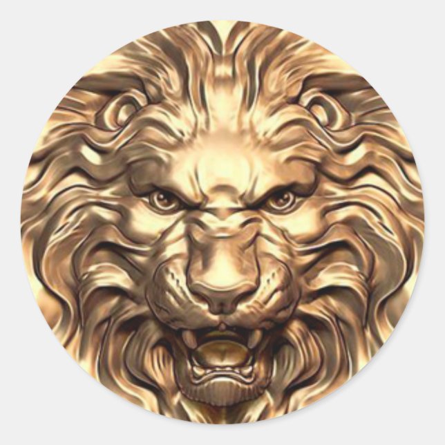 Sticker Rond Tête de lion doré (Devant)