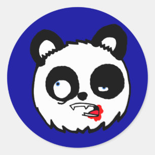 Sticker Rond Tête de Panda Zombie