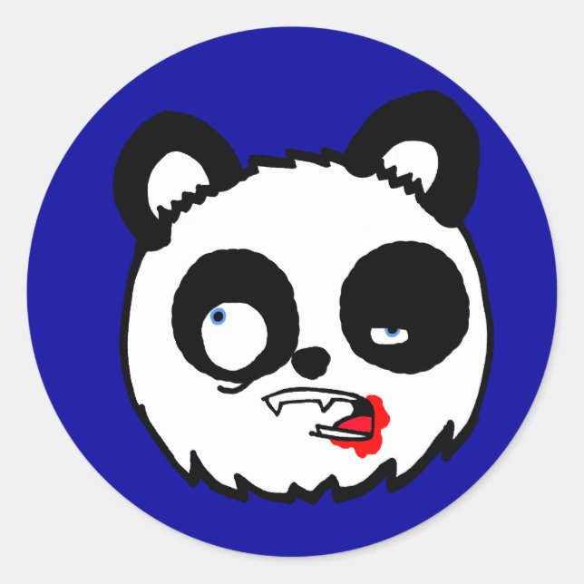 Sticker Rond Tête de Panda Zombie (Devant)