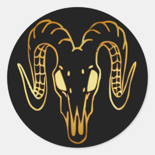 STICKER ROND TÊTE DE RAM D'OR